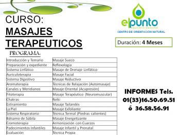 Curso de Masajes Terapeuticos (Cuidado Personal), en Guadalajara, JALISCO